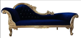 Blue Velvet Gold Trim Chaise Rental